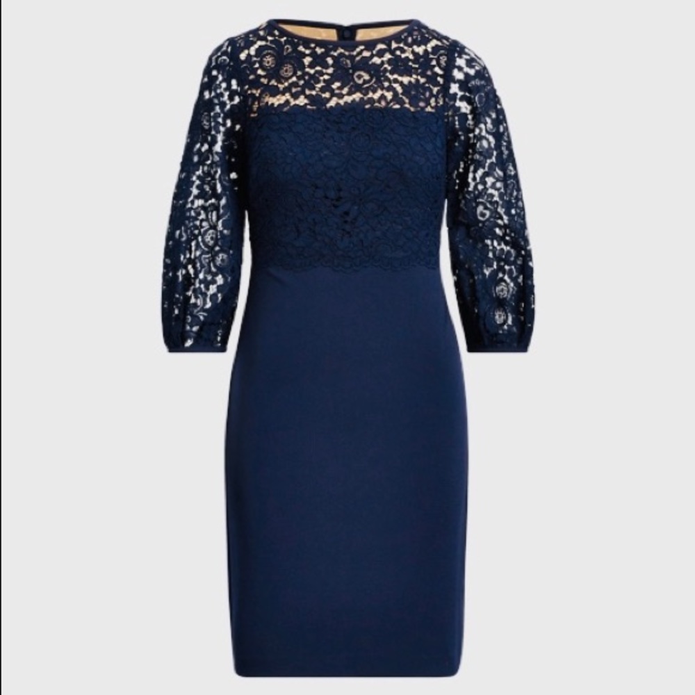 Lace Trim Jersey Dress